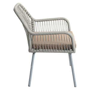 2er-Set Gartenstuhl Outdoor Aluminium Seilgeflecht Sitzpolster