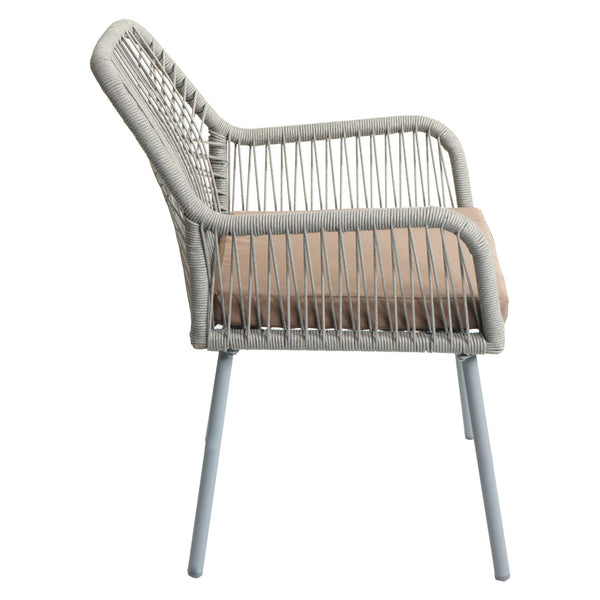 2er-Set Gartenstuhl Outdoor Aluminium Seilgeflecht Sitzpolster