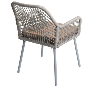 2er-Set Gartenstuhl Outdoor Aluminium Seilgeflecht Sitzpolster