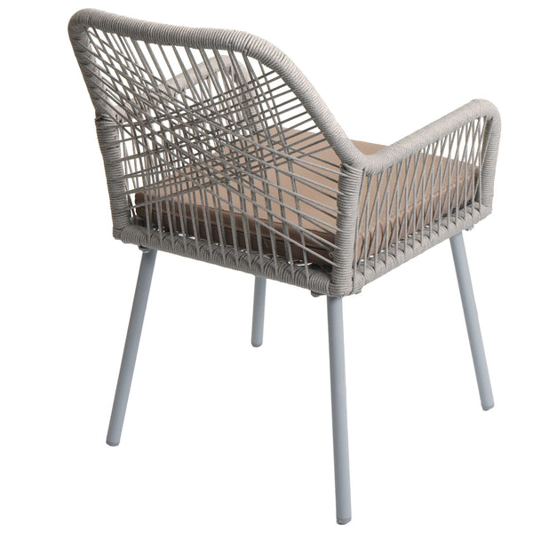 2er-Set Gartenstuhl Outdoor Aluminium Seilgeflecht Sitzpolster