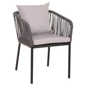 2er-Set Gartenstuhl Outdoor Aluminium Seilgeflecht Kissen anthrazit grau