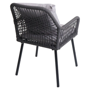 2er-Set Gartenstuhl Outdoor Aluminium Seilgeflecht Polster anthrazit grau