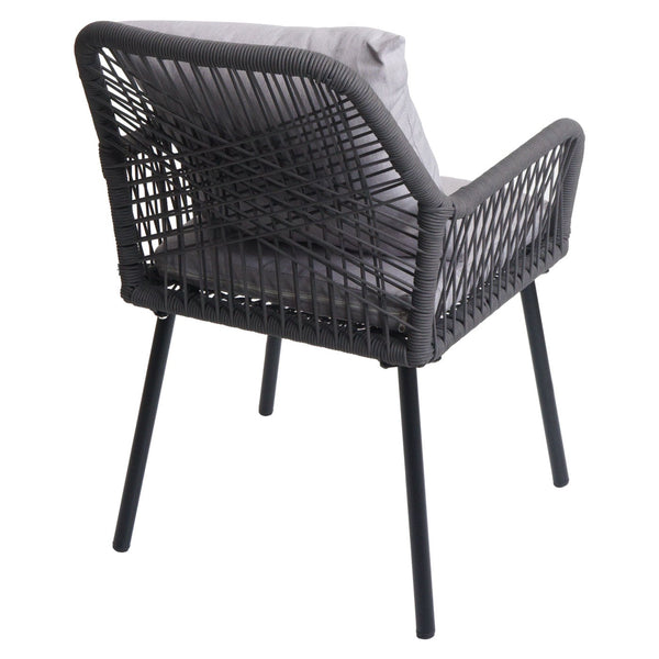 2er-Set Gartenstuhl Outdoor Aluminium Seilgeflecht Polster anthrazit grau