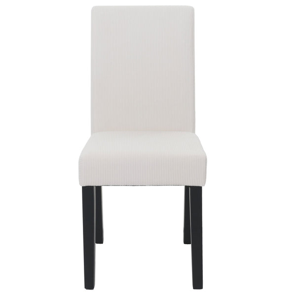 2er-Set Esszimmerstühle Hochlehner Cord dunkle Beine creme