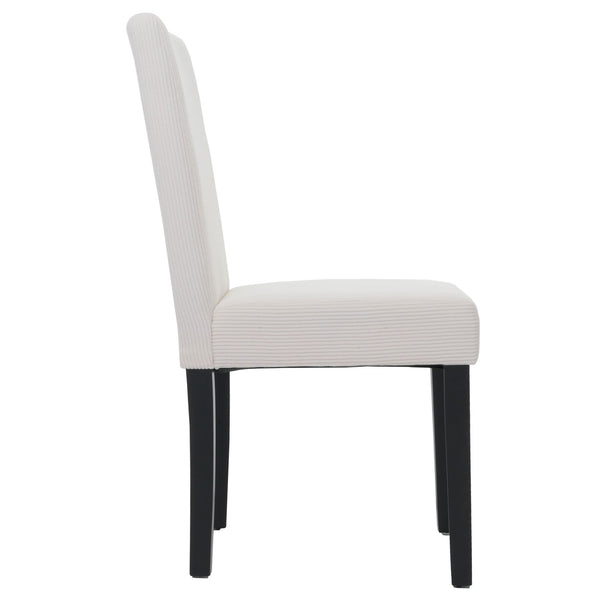 2er-Set Esszimmerstühle Hochlehner Cord dunkle Beine creme