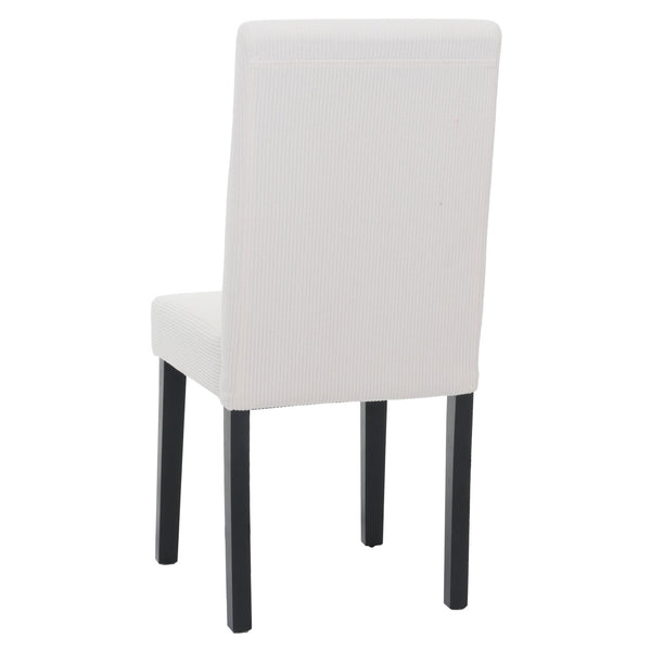 2er-Set Esszimmerstühle Hochlehner Cord dunkle Beine creme