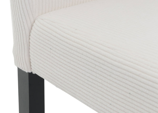 2er-Set Esszimmerstühle Hochlehner Cord dunkle Beine creme
