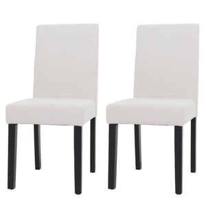 2er-Set Esszimmerstühle Hochlehner Cord dunkle Beine creme