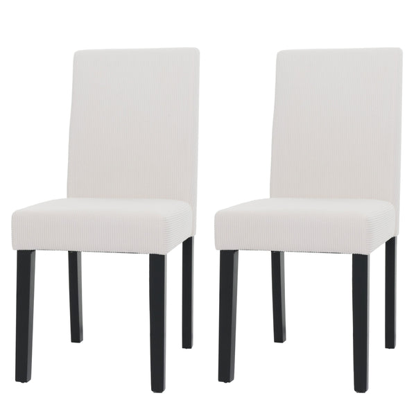 2er-Set Esszimmerstühle Hochlehner Cord dunkle Beine creme