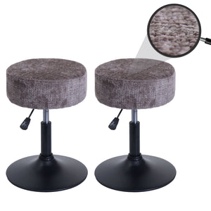 2er-Set Hocker höhenverstellbar drehbar Chenille 37cm braun