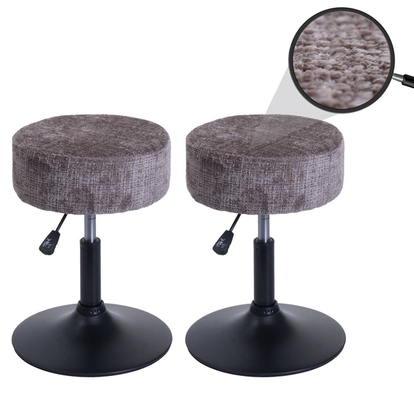 2er-Set Hocker höhenverstellbar drehbar Chenille 37cm braun