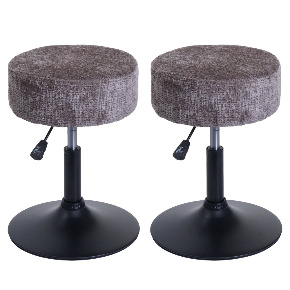 2er-Set Hocker höhenverstellbar drehbar Chenille 37cm braun