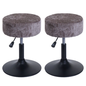 2er-Set Hocker höhenverstellbar drehbar Chenille 37cm braun