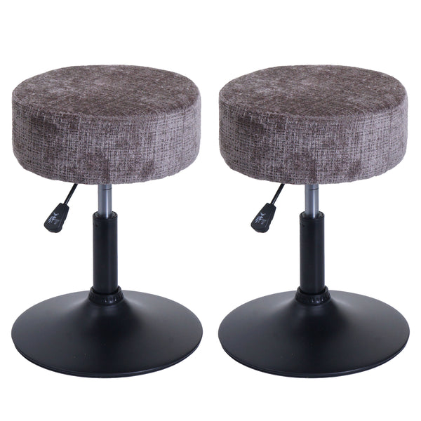 2er-Set Hocker höhenverstellbar drehbar Chenille 37cm braun