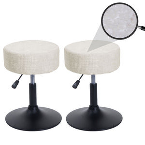 2er-Set Hocker höhenverstellbar drehbar Chenille Ø37cm creme-weiss
