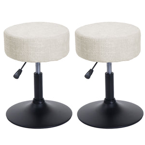 2er-Set Hocker höhenverstellbar drehbar Chenille Ø37cm creme-weiss