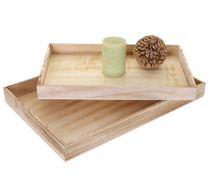 2er Set Holztablett im Shabby-Look, Frühstück & Deko naturbraun