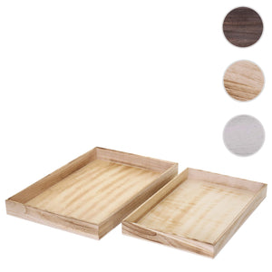 2er Set Holztablett im Shabby-Look, Frühstück & Deko naturbraun