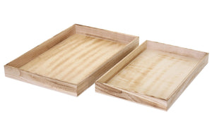 2er Set Holztablett im Shabby-Look, Frühstück & Deko naturbraun
