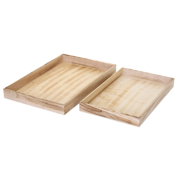 2er Set Holztablett im Shabby-Look, Frühstück & Deko naturbraun