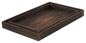 2er Set Holztablett Shabby-Look Servier- & Dekotablett braun