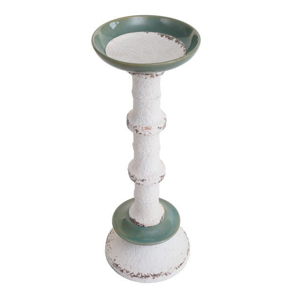 2er-Set Kerzenständer Shabby-Look Vintage Metall Keramik 36cm
