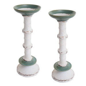 2er-Set Kerzenständer Shabby-Look Vintage Metall Keramik 36cm