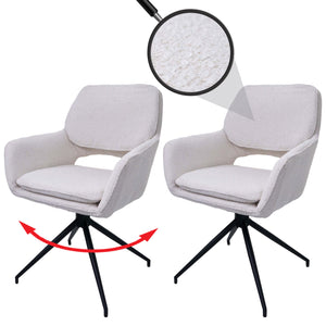 2er-Set Esszimmerstuhl Küchenstuhl drehbar Bouclé Öko-Tex creme