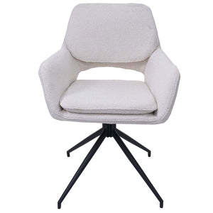 2er-Set Esszimmerstuhl Küchenstuhl drehbar Bouclé Öko-Tex creme