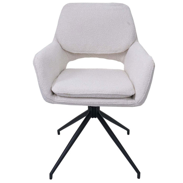 2er-Set Esszimmerstuhl Küchenstuhl drehbar Bouclé Öko-Tex creme
