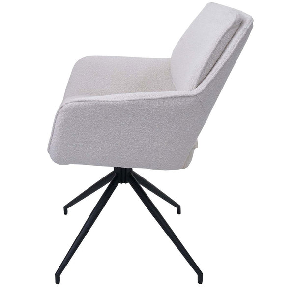2er-Set Esszimmerstuhl Küchenstuhl drehbar Bouclé Öko-Tex creme