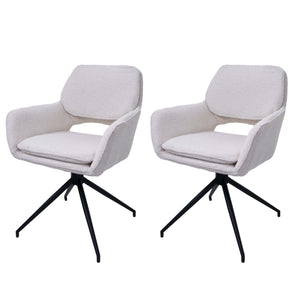 2er-Set Esszimmerstuhl Küchenstuhl drehbar Bouclé Öko-Tex creme