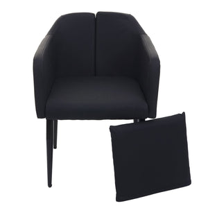 2er-Set Esszimmerstühle Kunstleder mit Lehne schwarz