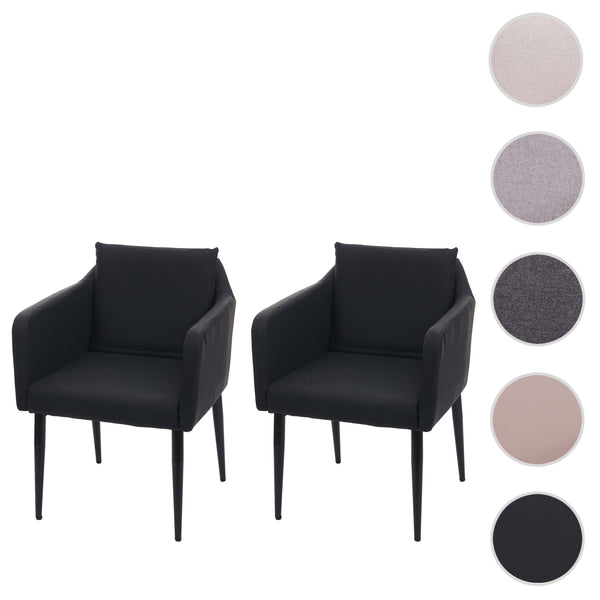 2er-Set Esszimmerstühle Kunstleder mit Lehne schwarz