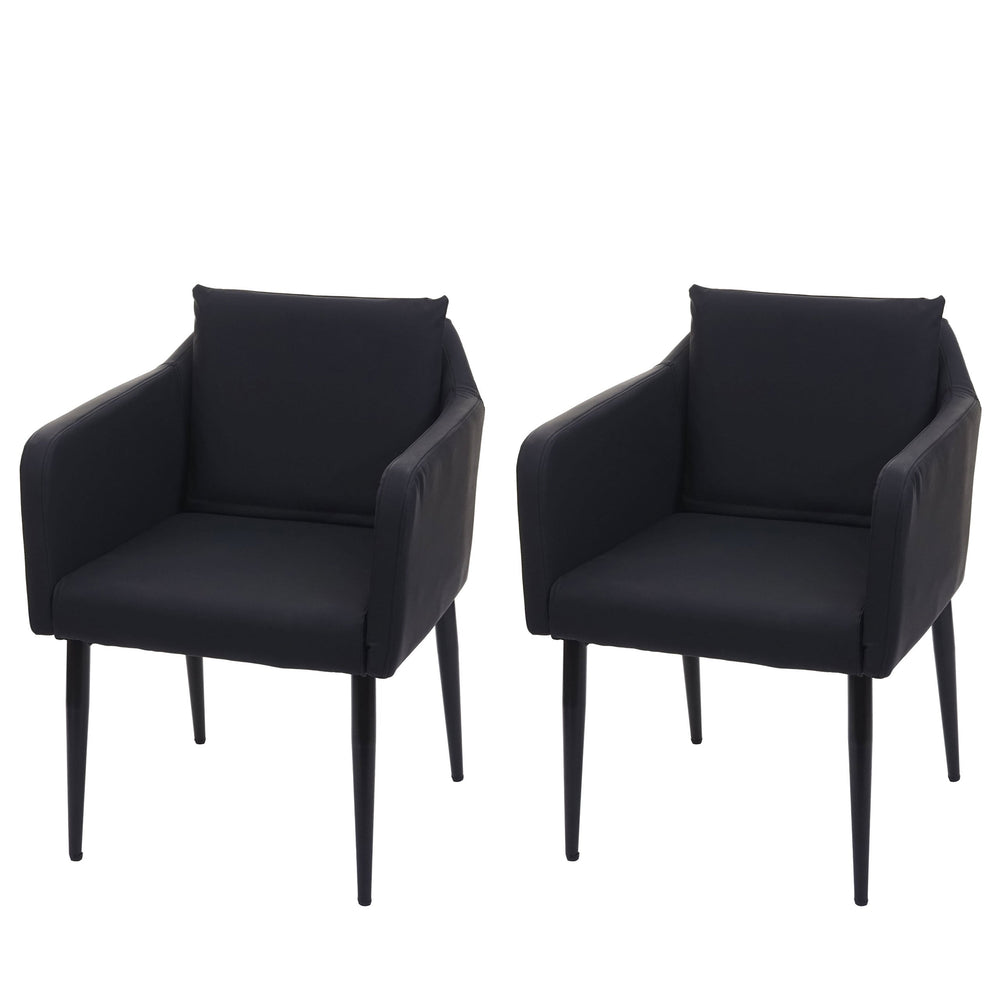 2er-Set Esszimmerstühle Kunstleder mit Lehne schwarz
