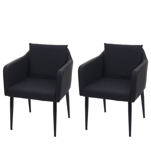 2er-Set Esszimmerstühle Kunstleder mit Lehne schwarz