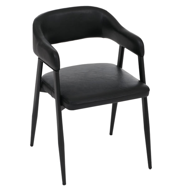 2er-Set Esszimmerstühle Kunstleder Industrial Vintage schwarz