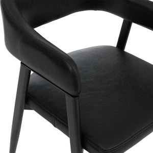 2er-Set Esszimmerstühle Kunstleder Industrial Vintage schwarz