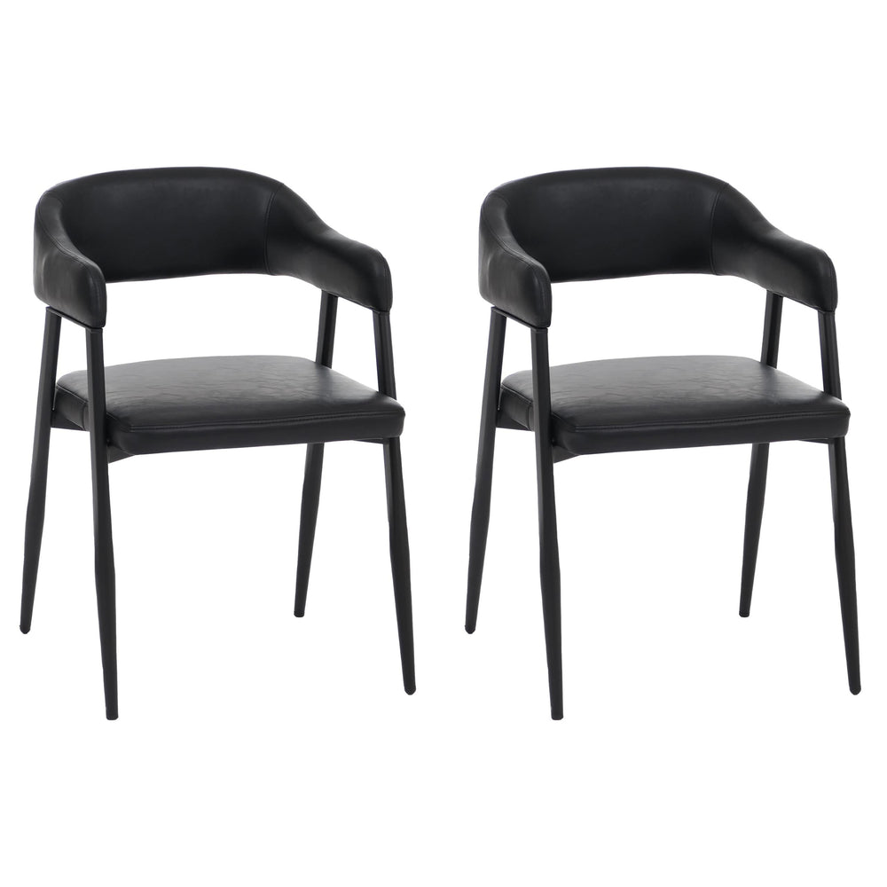 2er-Set Esszimmerstühle Kunstleder Industrial Vintage schwarz