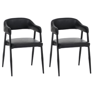 2er-Set Esszimmerstühle Kunstleder Industrial Vintage schwarz