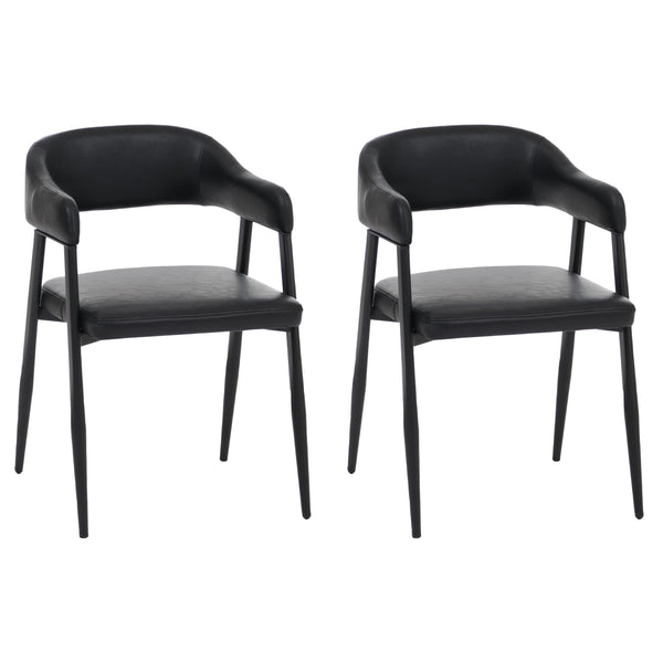 2er-Set Esszimmerstühle Kunstleder Industrial Vintage schwarz