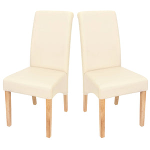 2er-Set Esszimmerstühle Kunstleder matt mit hellen Füssen creme
