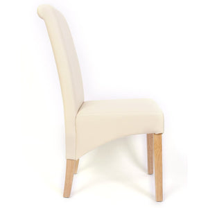 2er-Set Esszimmerstühle Kunstleder matt mit hellen Füssen creme