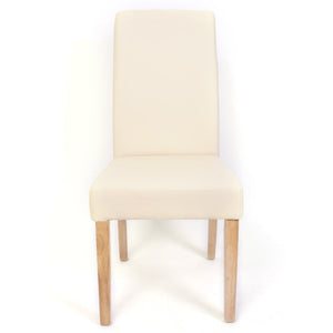 2er-Set Esszimmerstühle Kunstleder matt mit hellen Füssen creme