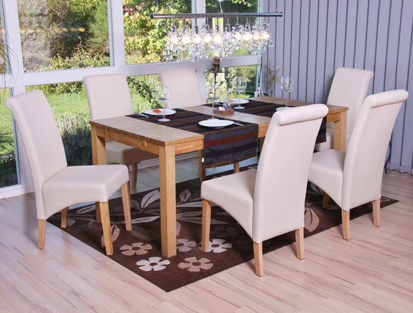 2er-Set Esszimmerstühle Kunstleder matt mit hellen Füssen creme