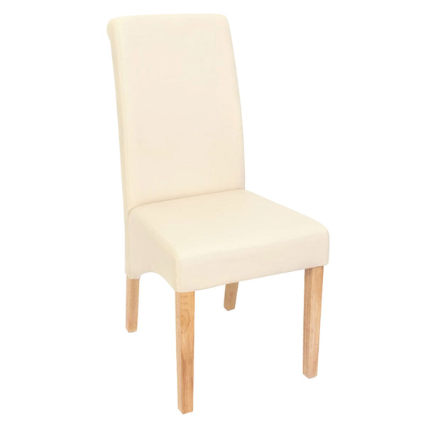 2er-Set Esszimmerstühle Kunstleder matt mit hellen Füssen creme