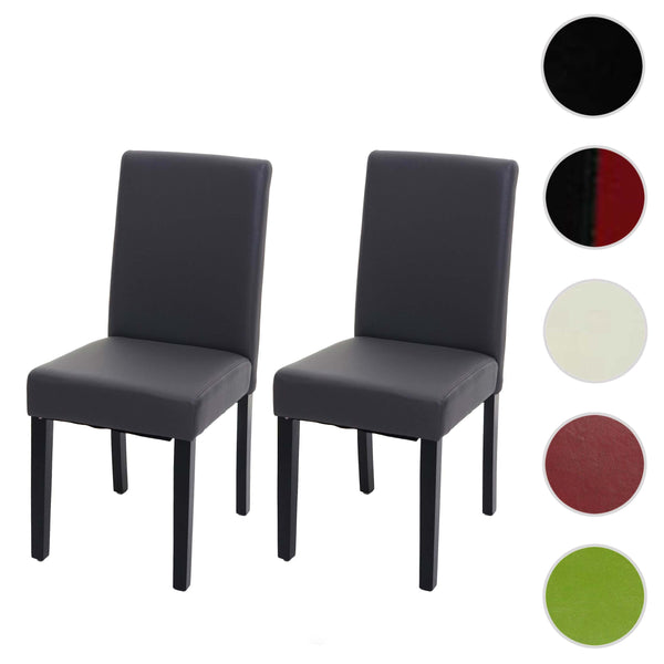 2er-Set Esszimmerstühle Kunstleder matt mit dunklen Beinen grau