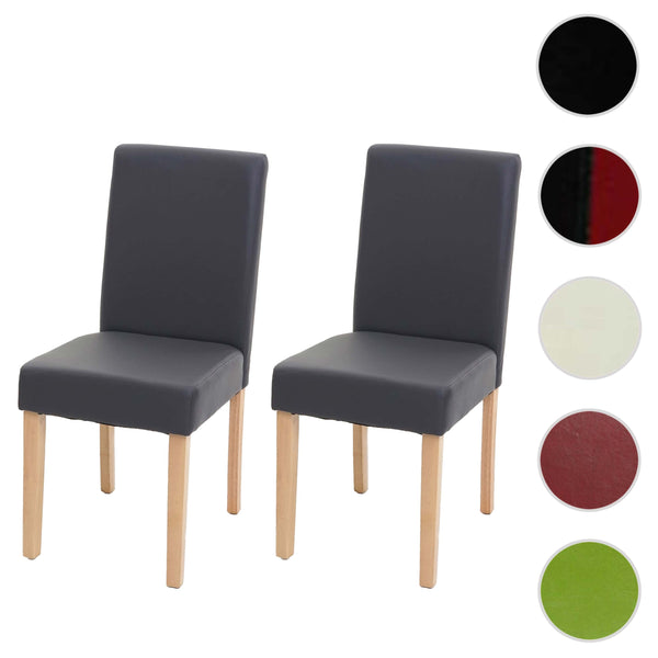 2er-Set Esszimmerstühle Kunstleder matt mit hellen Beinen grau