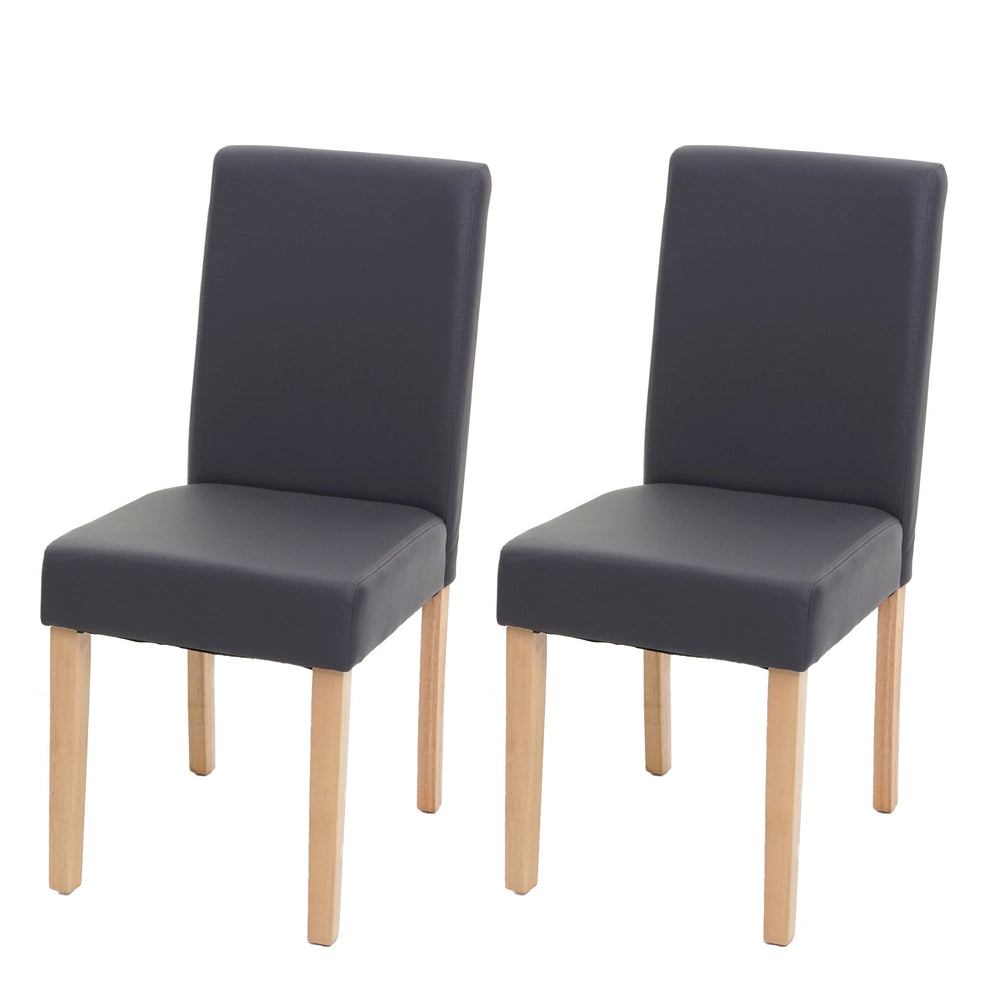2er-Set Esszimmerstühle Kunstleder matt mit hellen Beinen grau