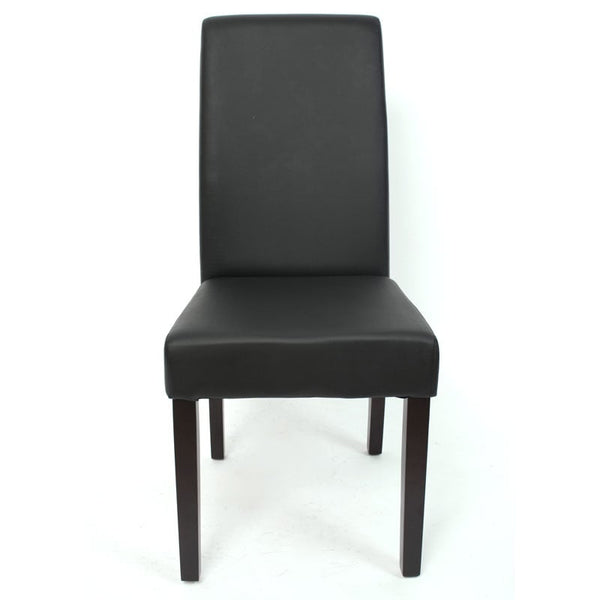2er-Set Esszimmerstühle Kunstleder matt mit dunklen Füssen schwarz